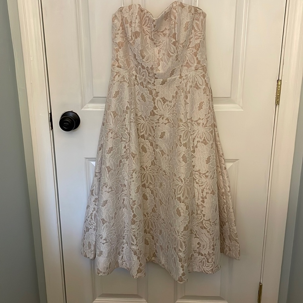 LULUS white lace dress.